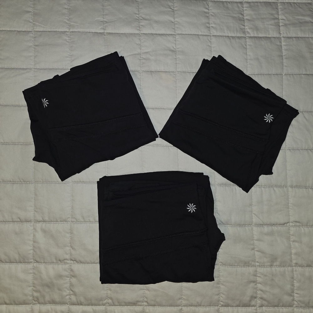 3 Athleta Black Kick Flare Capri Leggings